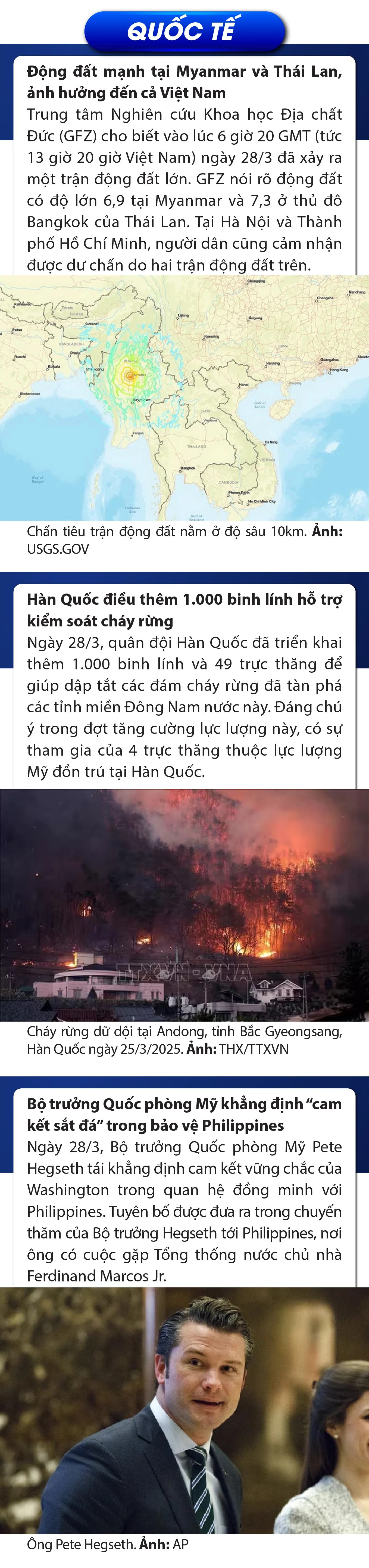 Sự kiện nổi bật trong nước, quốc tế ngày 28/3/2025
