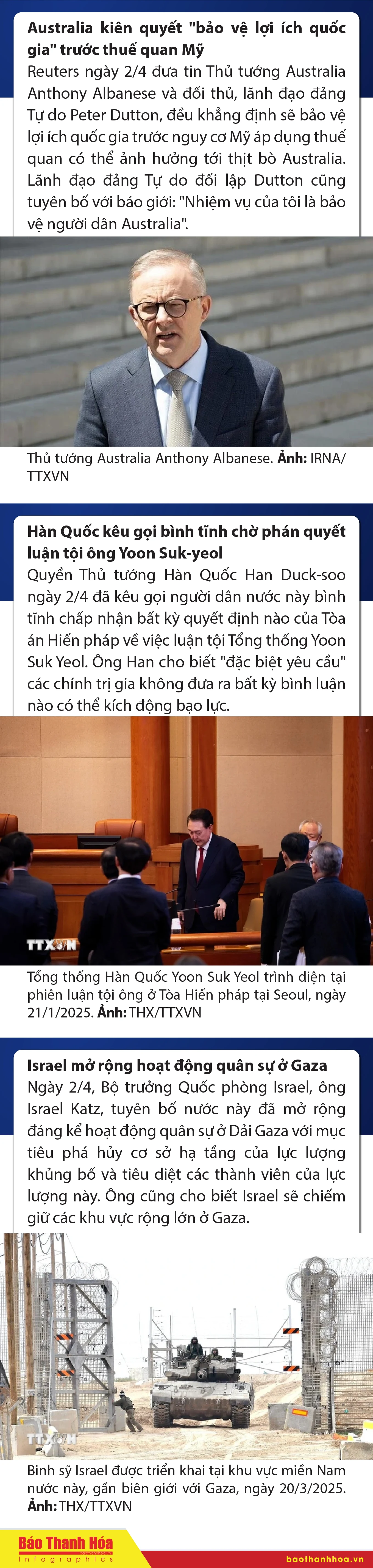 Sự kiện nổi bật trong nước, quốc tế ngày 2/4/2025