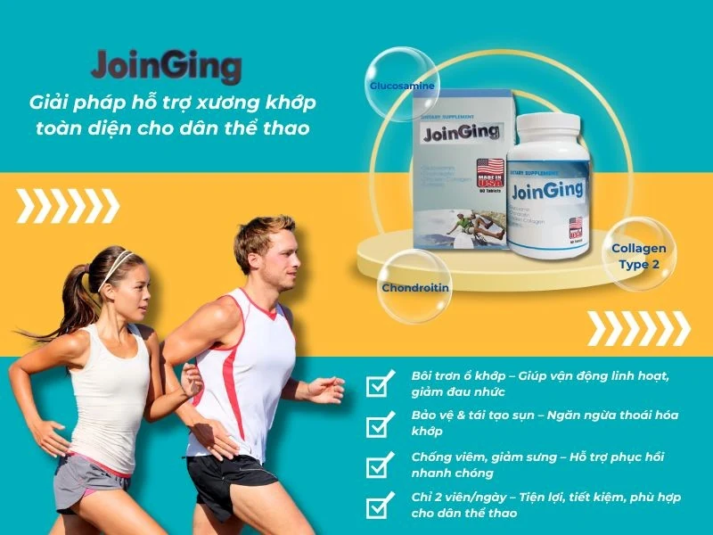 Glucosamine Mỹ JoinGing - Lựa chọn tối ưu cho dân thể thao bôi trơn ổ khớp, chống thoái hóa khớp