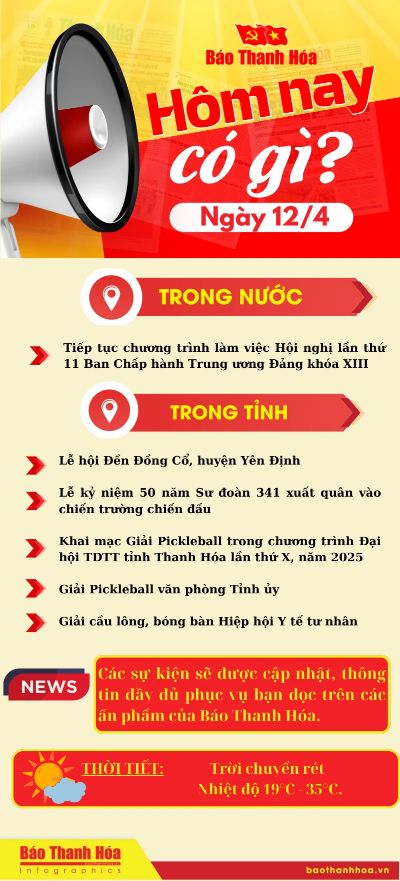 Hôm nay có gì? - Sự kiện nổi bật ngày 12/4/2025
