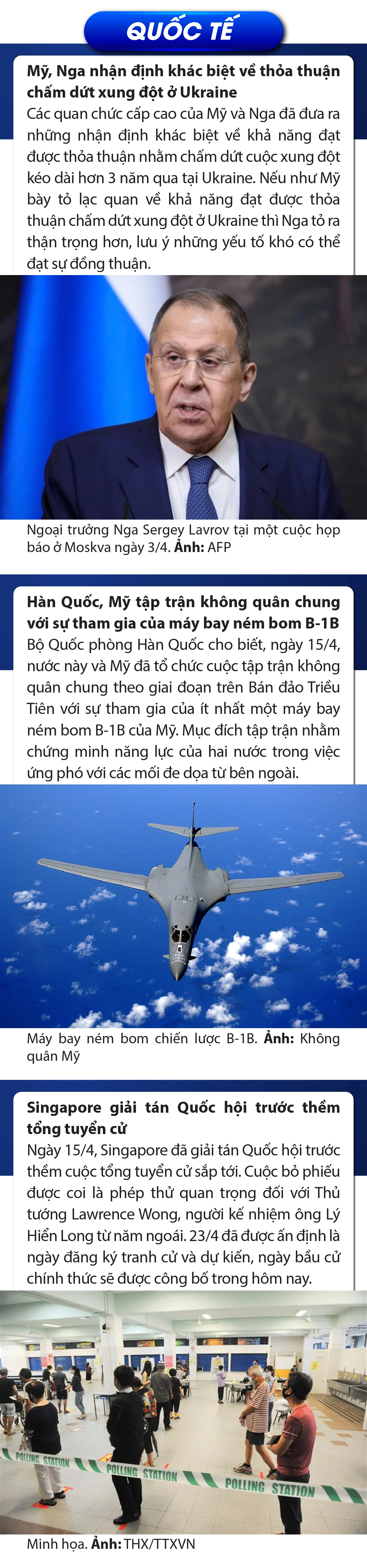 Sự kiện nổi bật trong nước, quốc tế ngày 15/4/2025