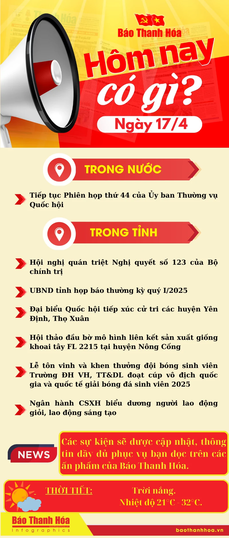 Hôm nay có gì? - Sự kiện nổi bật ngày 17/4/2025