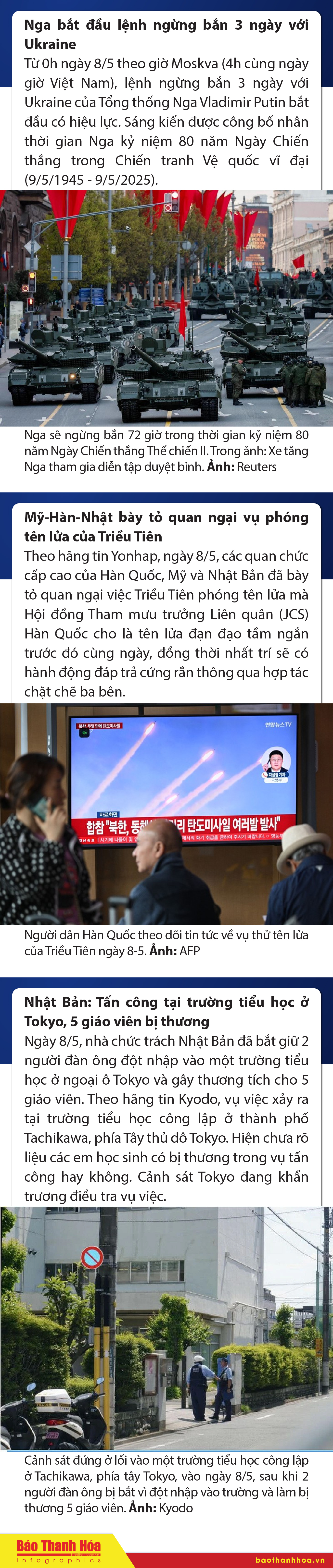 Sự kiện nổi bật trong nước, quốc tế ngày 8/5/2025