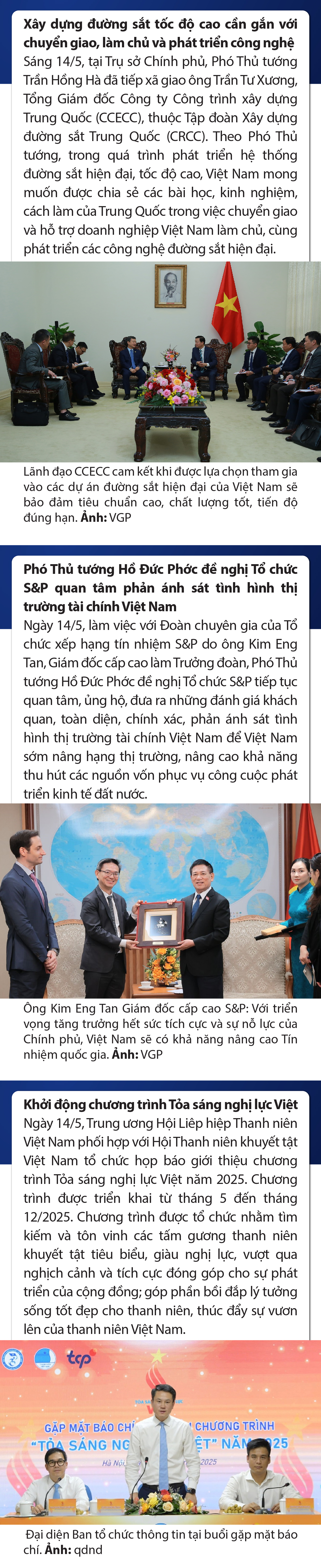 Sự kiện nổi bật trong nước, quốc tế ngày 14/5/2025