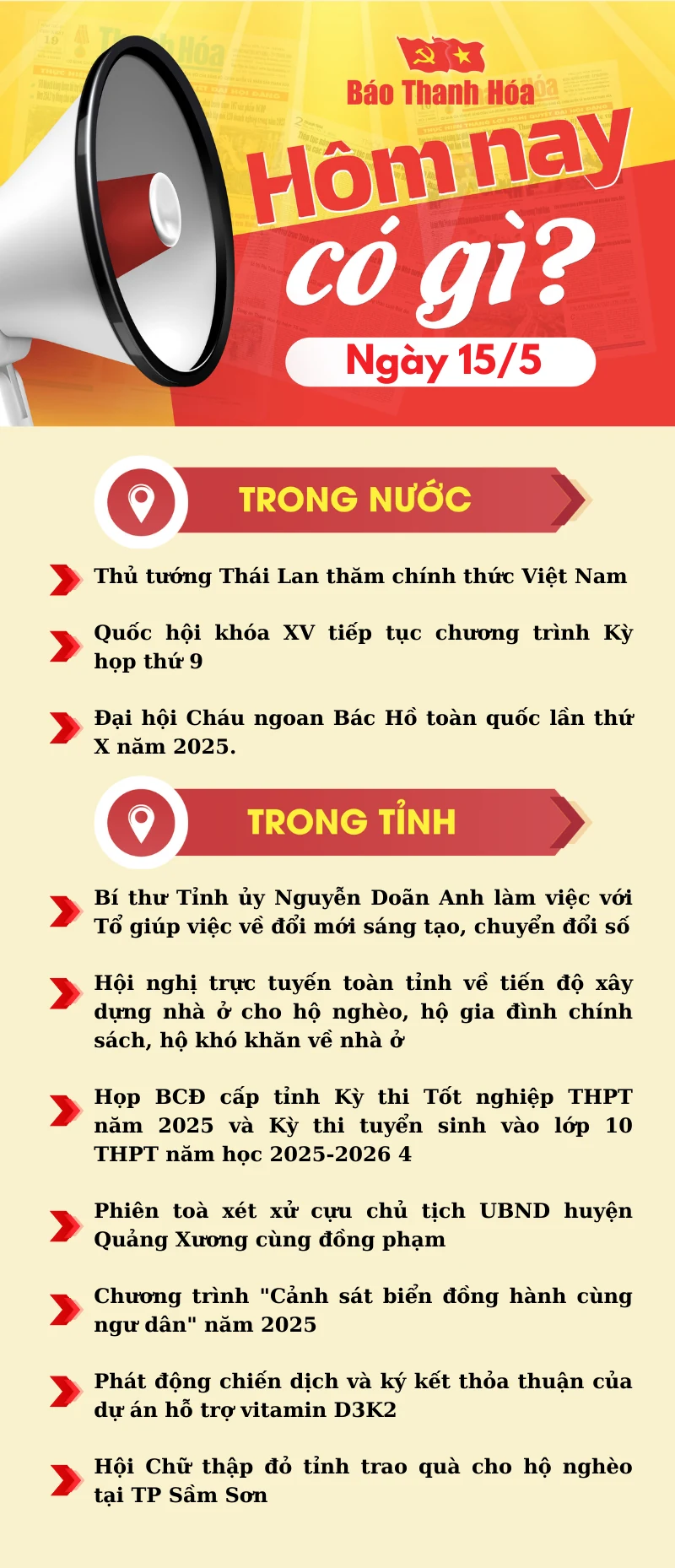 Hôm nay có gì? - Sự kiện nổi bật ngày 15/5/2025
