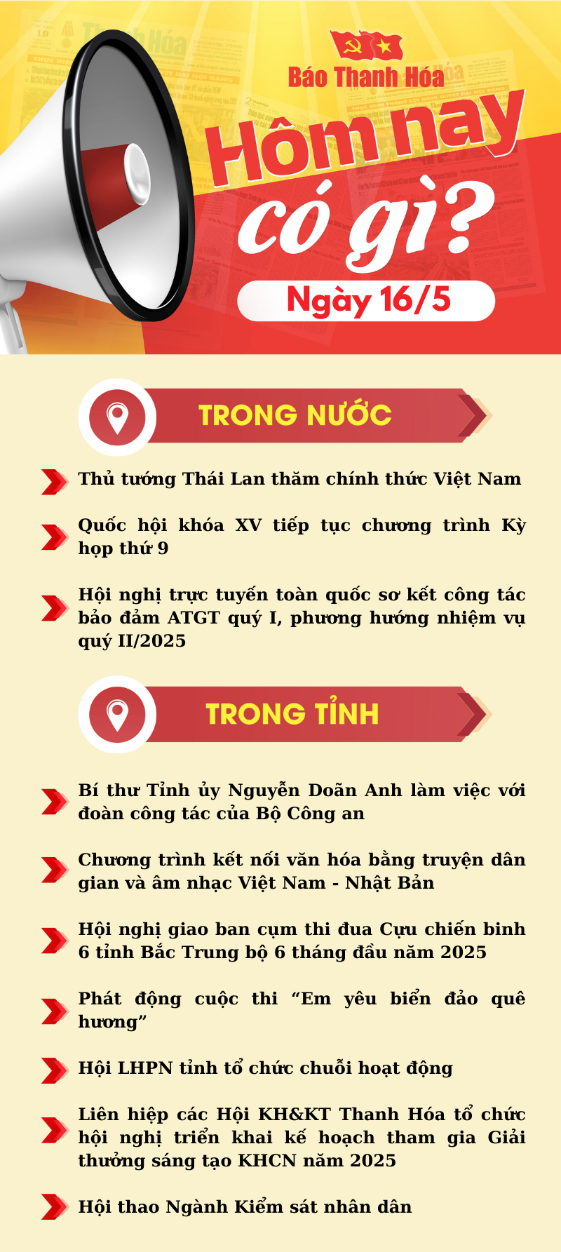 Hôm nay có gì? - Sự kiện nổi bật ngày 16/5/2025