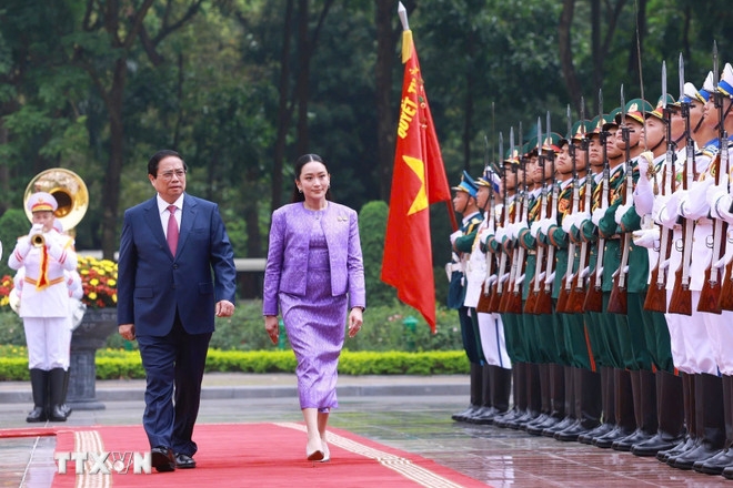 Lễ đón Thủ tướng Thái Lan Paetongtarn Shinawatra thăm chính thức đăng ký m88