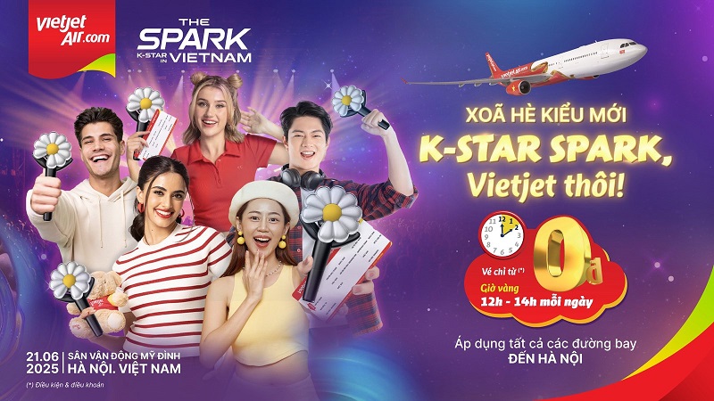 Săn vé bay 0 đồng, tận hưởng mùa hè rực rỡ với đại nhạc hội K-STAR SPARK IN VIETNAM nhà cái m88 Vietjet
