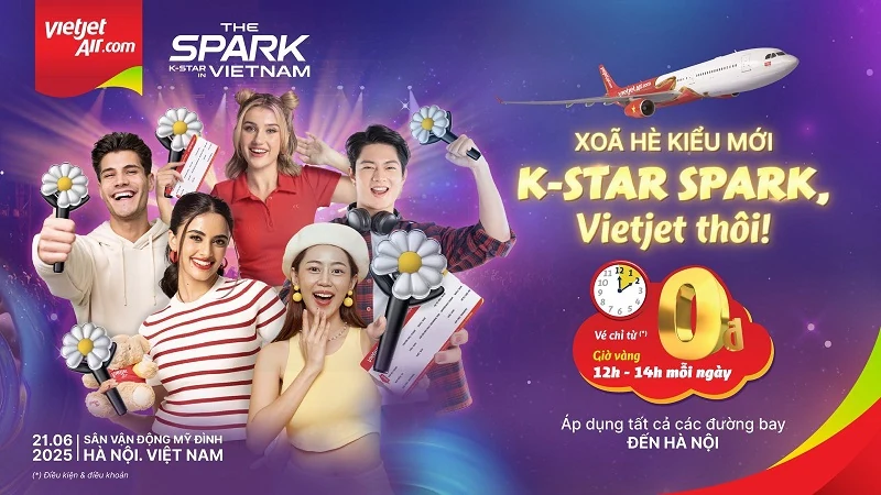 Săn vé bay 0 đồng, tận hưởng mùa hè rực rỡ với đại nhạc nhà cái m88 K-STAR SPARK IN VIETNAM cùng Vietjet