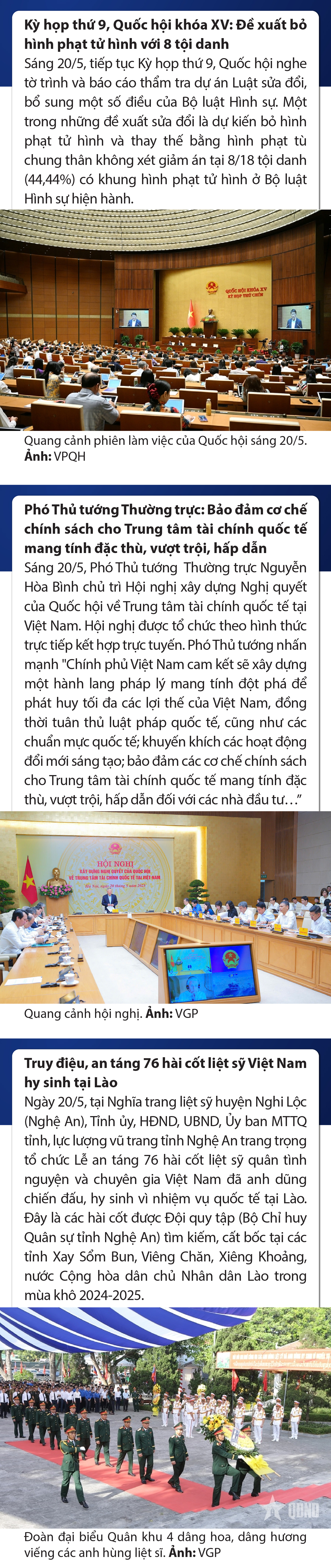 Sự kiện nổi bật trong nước, quốc tế ngày 20/5/2025