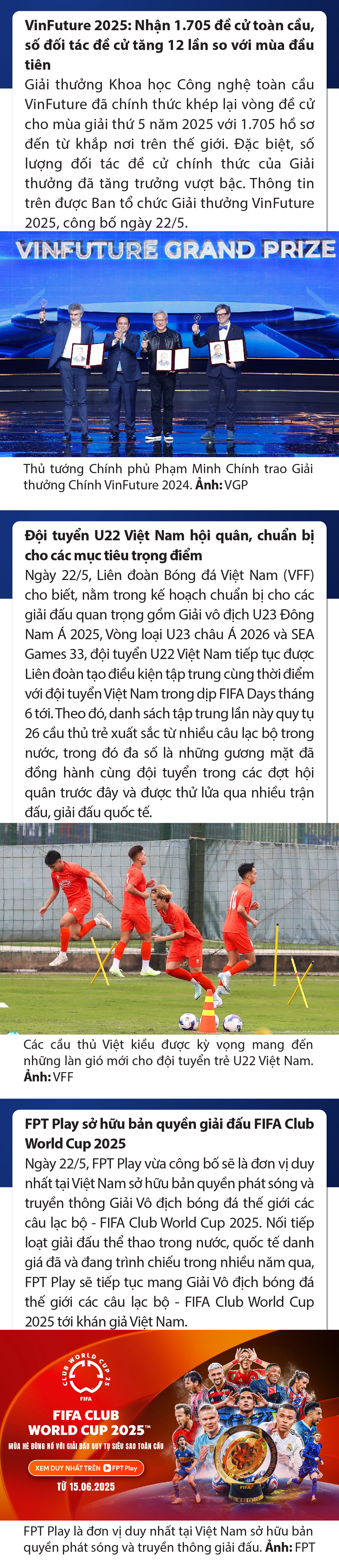 Sự kiện nổi bật trong nước, quốc tế ngày 22/5/2025