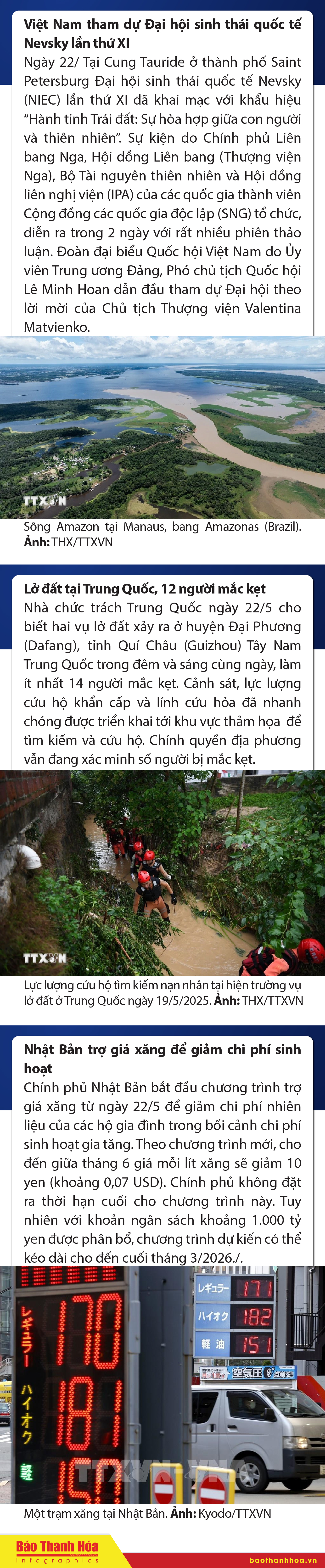 Sự kiện nổi bật trong nước, quốc tế ngày 22/5/2025