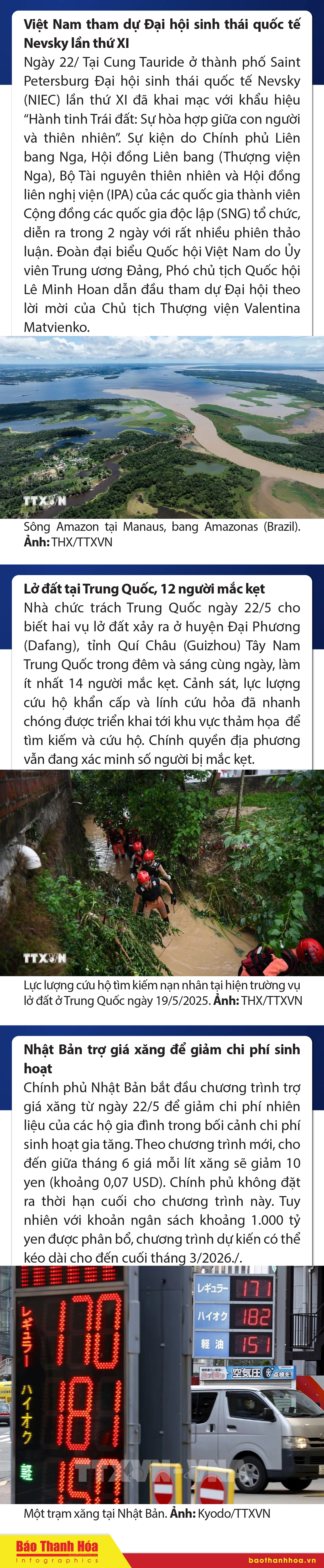 Sự kiện nổi bật trong nước, quốc tế ngày 22/5/2025