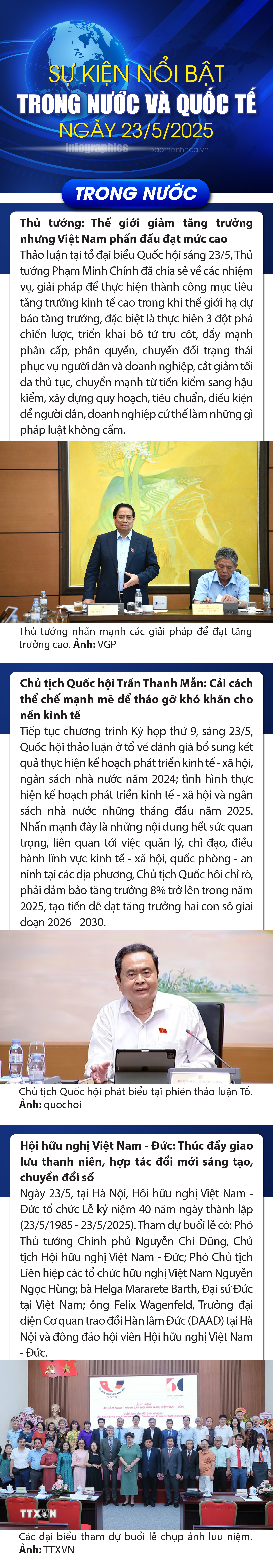 Sự kiện nổi bật trong nước, quốc tế ngày 23/5/2025