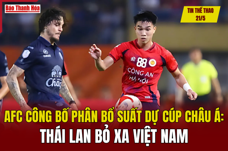 Tin thể thao 21/5: AFC công bố phân bổ suất dự Cúp châu Á: Thái Lan bỏ xa Việt Nam
