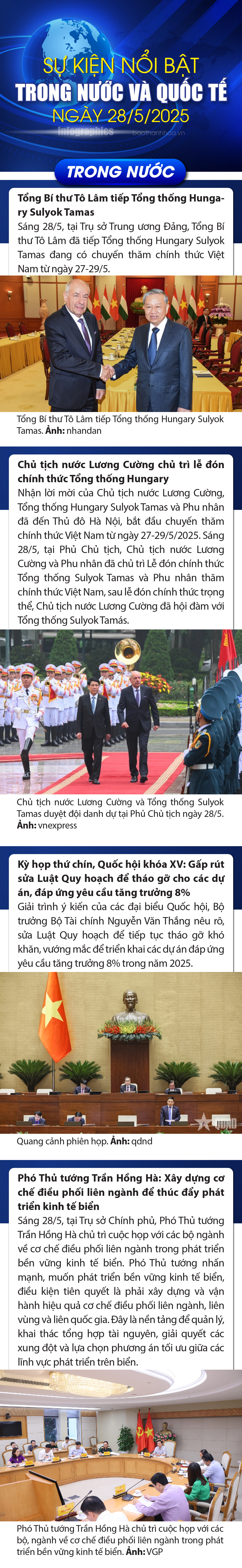 Sự kiện nổi bật trong nước, quốc tế ngày 28/5/2025