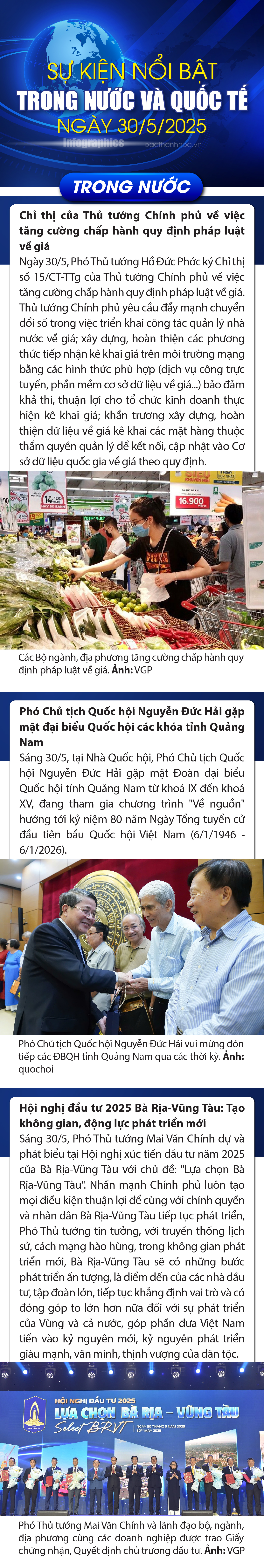 Sự kiện nổi bật trong nước, quốc tế ngày 30/5/2025