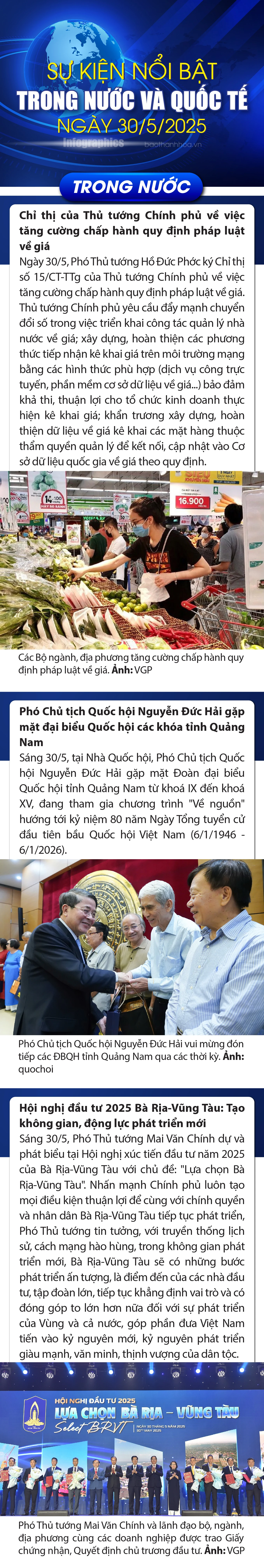 Sự kiện nổi bật trong nước, quốc tế ngày 30/5/2025