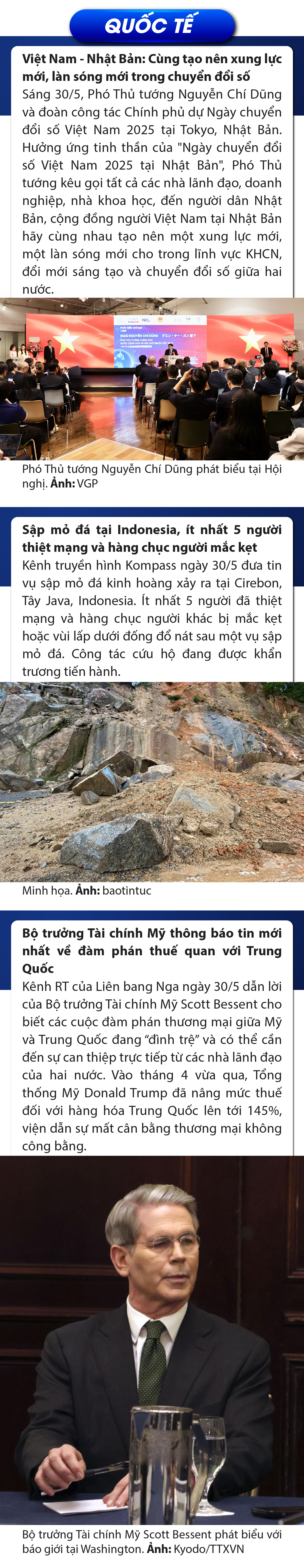 Sự kiện nổi bật trong nước, quốc tế ngày 30/5/2025