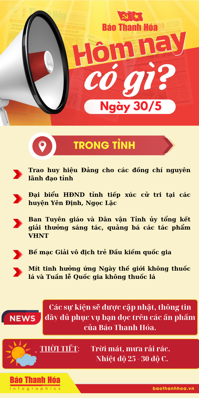 Hôm nay có gì? - Sự kiện nổi bật ngày 30/5/2025