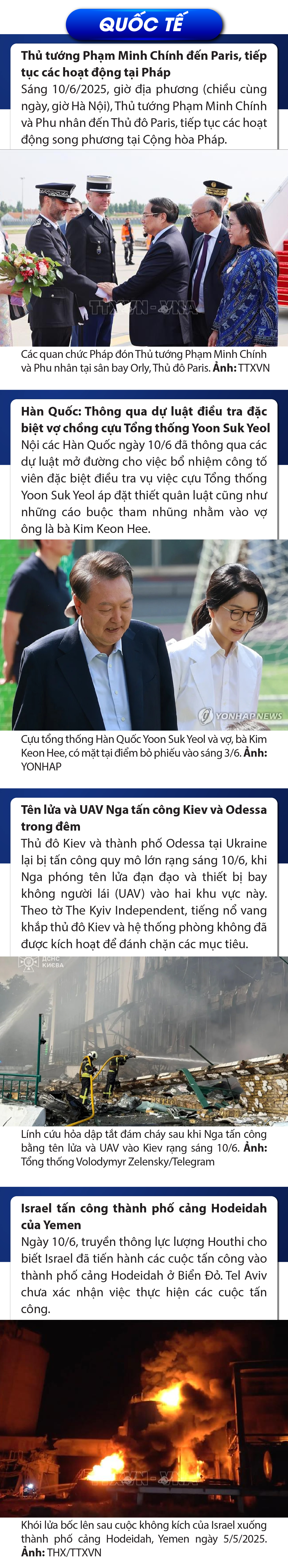 Sự kiện nổi bật trong nước, quốc tế ngày 10/6/2025
