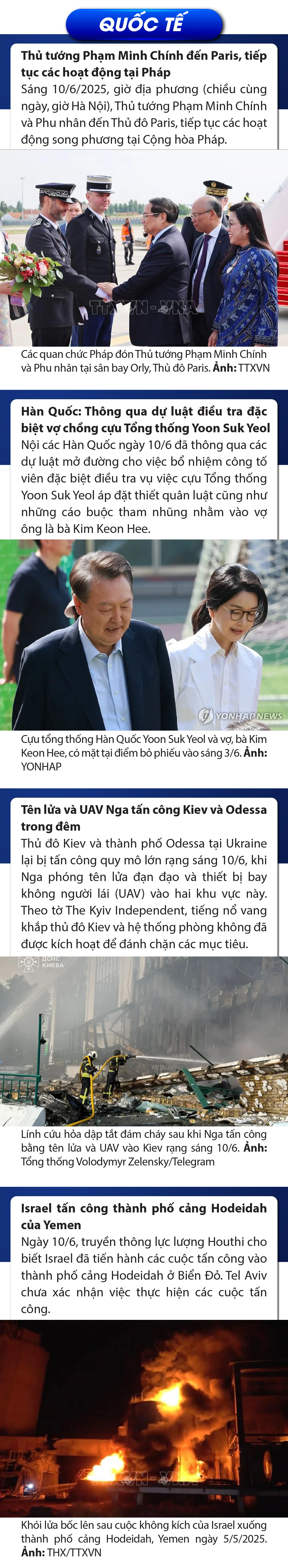 Sự kiện nổi bật trong nước, quốc tế ngày 10/6/2025