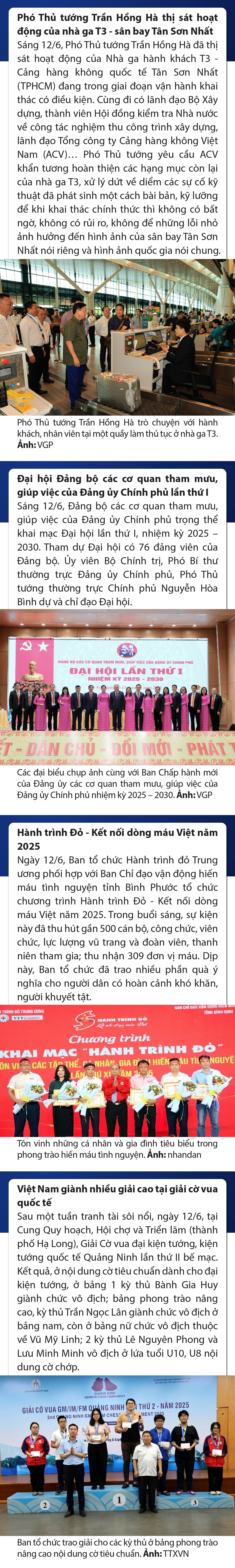 Sự kiện nổi bật trong nước, quốc tế ngày 12/6/2025