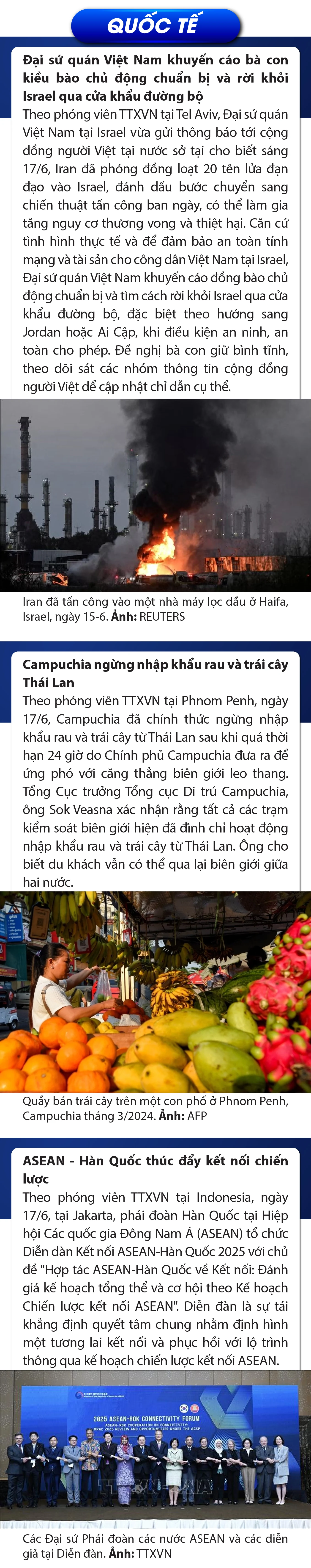 Sự kiện nổi bật trong nước, quốc tế ngày 17/6/2025