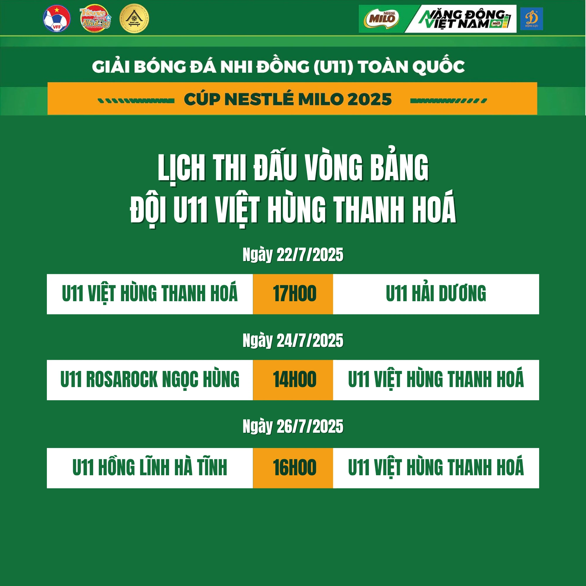 U11 Việt Hùng m88 the thao rơi vào bảng đấu đầy thử thách tại VCK giải Bóng đá Nhi đồng (U11) toàn quốc