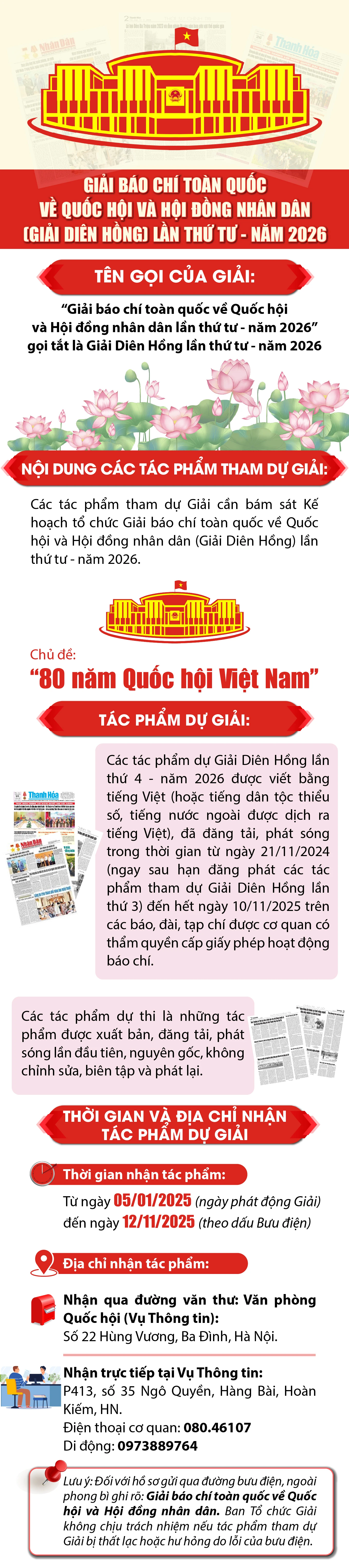Giải báo chí toàn quốc về Quốc hội và Hội đồng nhân dân (Giải Diên Hồng) lần thứ tư - năm 2026