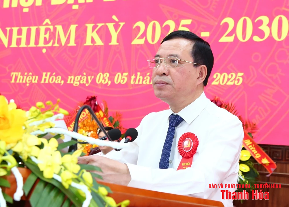 Phó Bí thư Thường trực Tỉnh ủy Lại Thế Nguyên dự Đại hội đại biểu Đảng bộ xã Thiệu Hóa