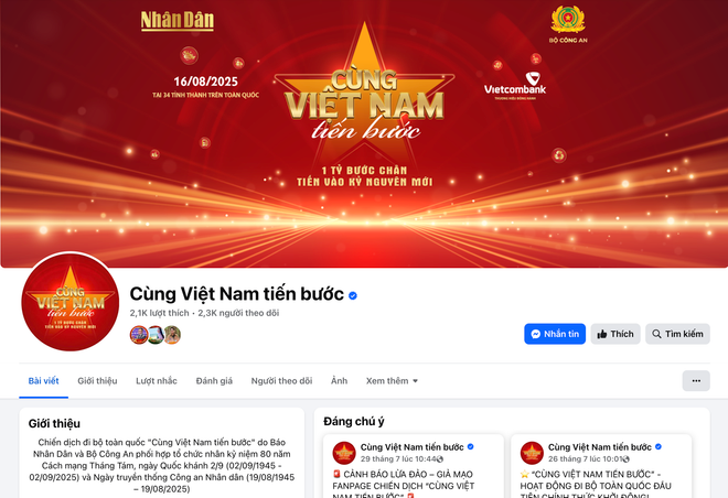 Cảnh báo hàng loạt fanpage mạo danh chiến dịch “Cùng Việt Nam tiến bước”