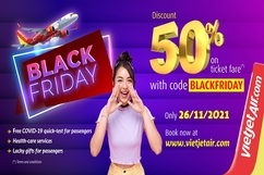 Cơ hội nhận vé 0 đồng bay cùng Vietjet trong  ngày hội mua sắm Black Friday