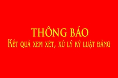 Thông báo về việc thi hành kỷ luật đảng viên