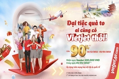 Đại tiệc quà to chào năm mới với ưu đãi bay đến 90%, Vietjet thôi!