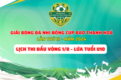 Lịch thi đấu giải Bóng đá nhi đồng Cúp Báo Thanh Hoá ngày 9/7