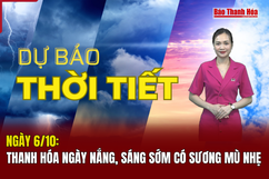 Dự báo thời tiết ngày 6/10: Thanh Hóa ngày nắng, sáng sớm có sương mù nhẹ