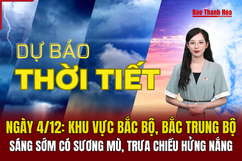 Dự báo thời tiết 4/12: Khu vực Bắc Bộ, Bắc Trung Bộ có mưa rải rác, trưa chiều hửng nắng