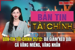 Bản tin Tài chính 21/12: Đà giảm kéo dài cả vàng miếng, vàng nhẫn