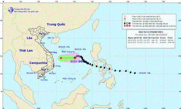 Bão số 8 suy yếu và sẽ thành vùng áp thấp vào ngày 29/12
