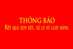 Thông báo Kết quả xem xét, xử lý kỷ luật đảng của các cấp ủy, tổ chức đảng