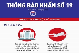 Thông báo khẩn người liên quan BV Đà Nẵng và chuyến bay VN166