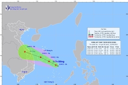 Vùng áp thấp trên biển đông đang hướng về khu vực miền Trung