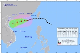 Bão số 4 di chuyển chậm theo hướng Tây với tốc độ 5km mỗi giờ