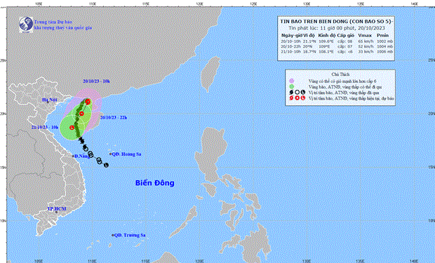Bão số 5 chuyển hướng và suy yếu dần thành áp thấp nhiệt đới