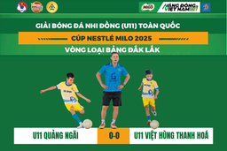 U11 Việt Hùng Thanh Hoá chia điểm tiếc nuối trước U11 Quảng Ngãi 