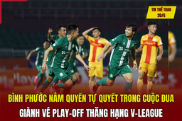 Tin thể thao 20/6: Bình Phước nắm quyền tự quyết trong cuộc đua giành vé play-off thăng hạng V-League