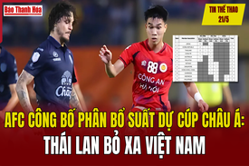 Tin thể thao 21/5: AFC công bố phân bổ suất dự Cúp châu Á: Thái Lan bỏ xa Việt Nam