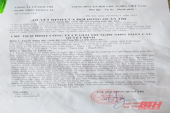 Công ty CP Giải trí Nghe nhìn toàn cầu tuyển dụng đặc cách học sinh nghèo vượt khó