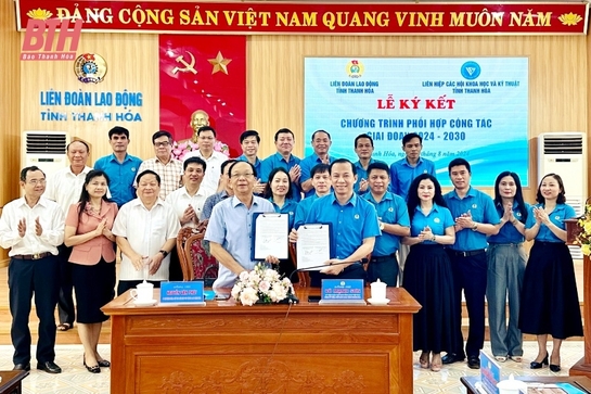 Ký kết chương trình phối hợp giữa Liên đoàn Lao động tỉnh với Liên hiệp các Hội Khoa học và Kỹ thuật tỉnh 